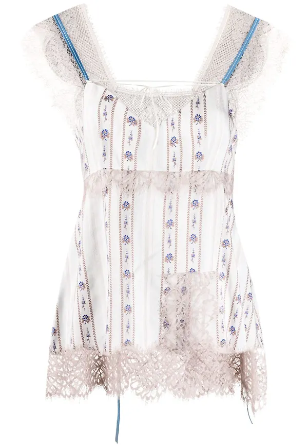 Lanvin linne med spetskant - Neutral