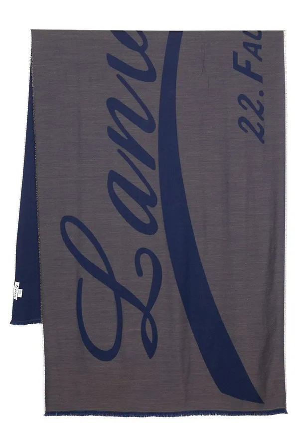 Lanvin logo-jacquard two-tone scarf - Blå