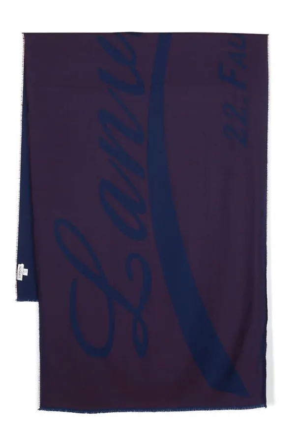 Lanvin logo-jacquard two-tone scarf - Blå