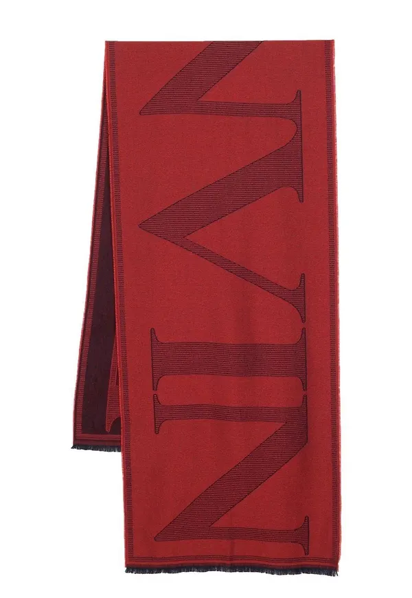 Lanvin logo-jacquard two-tone scarf - Röd
