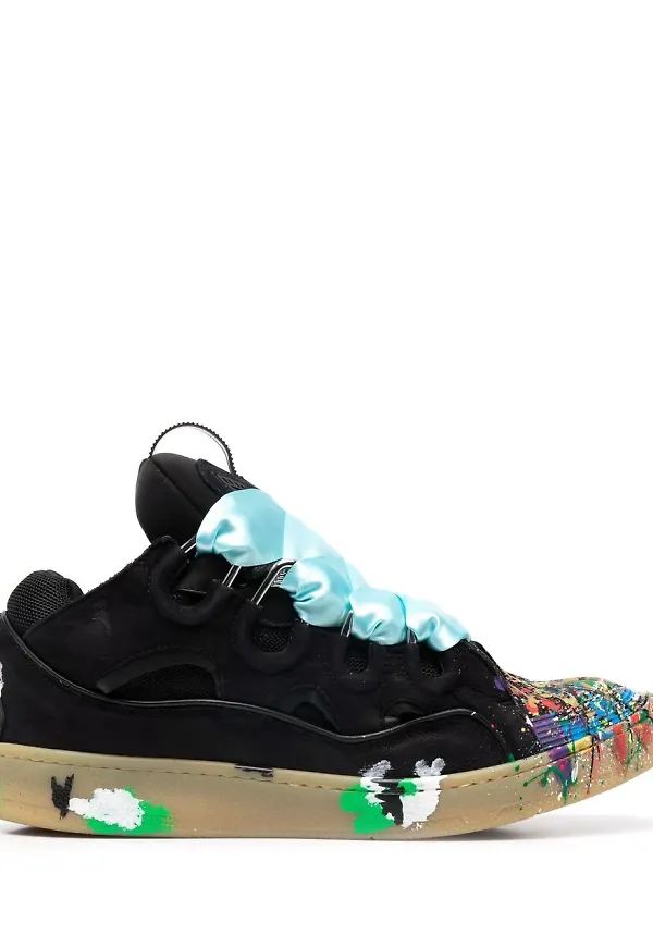 Lanvin låga sneakers med färgstänk - Svart