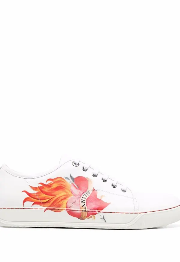 Lanvin låga sneakers med hjärttryck - Vit