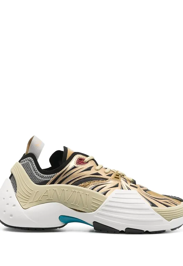 Lanvin låga sneakers med panel - Guldfärgad