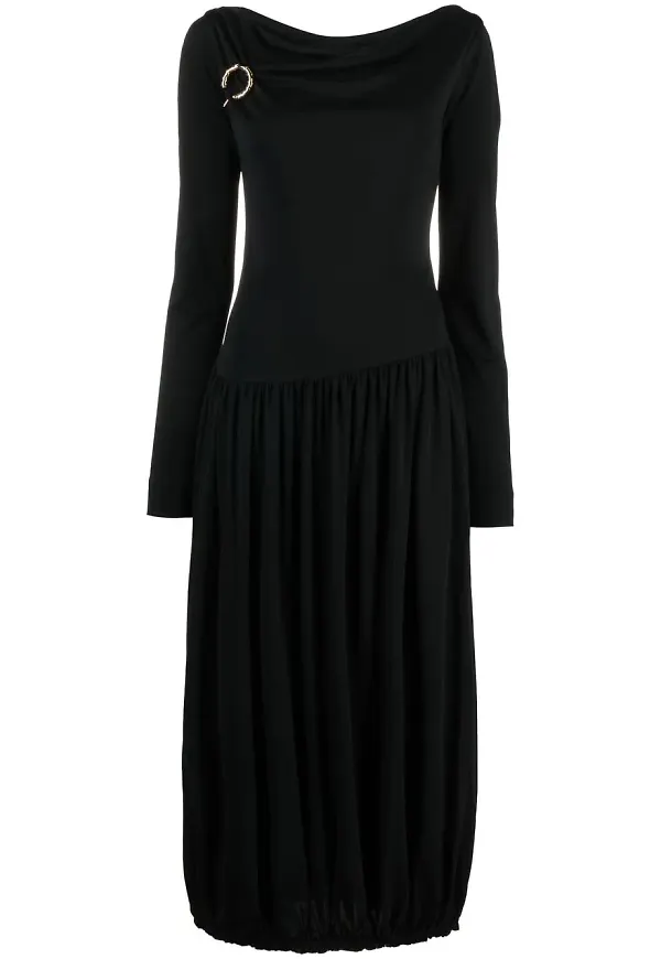 Lanvin långärmad asymmetrisk midiklänning - Svart