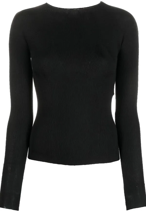 Lanvin långärmad tröja med slits - Svart