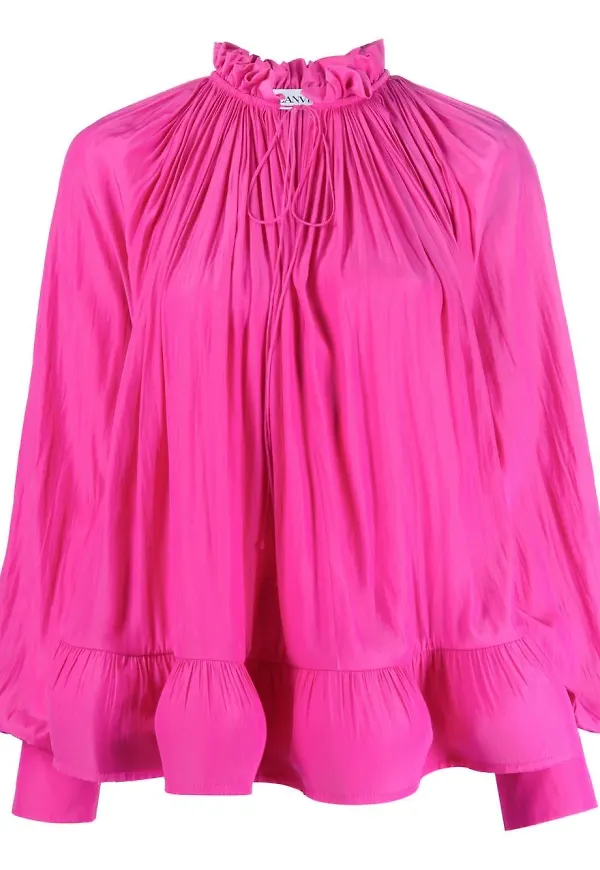 Lanvin långärmad volangblus - Rosa