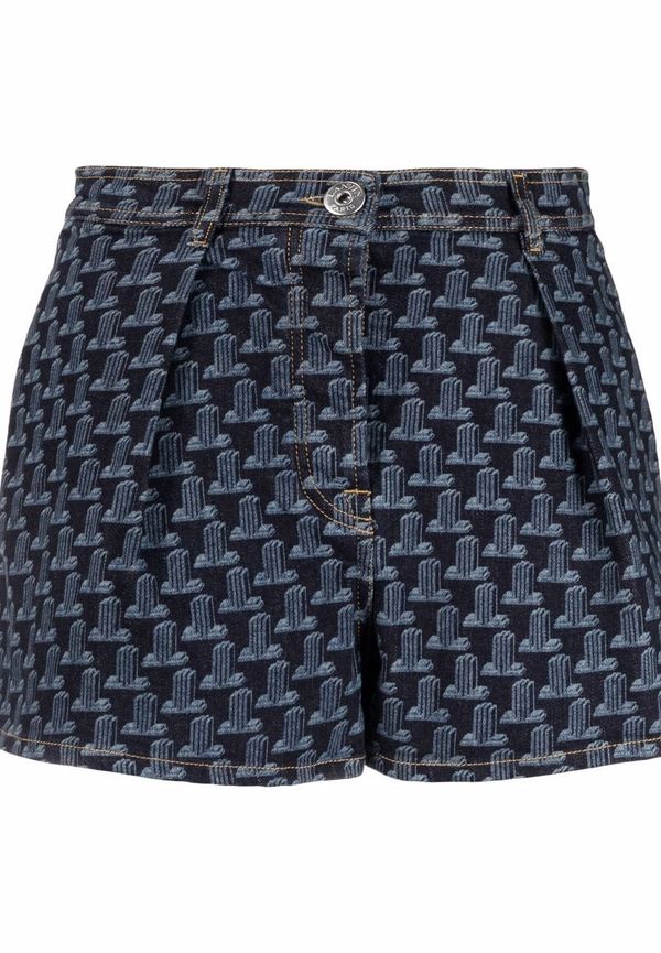 Lanvin mini jeansshorts med monogram - Blå
