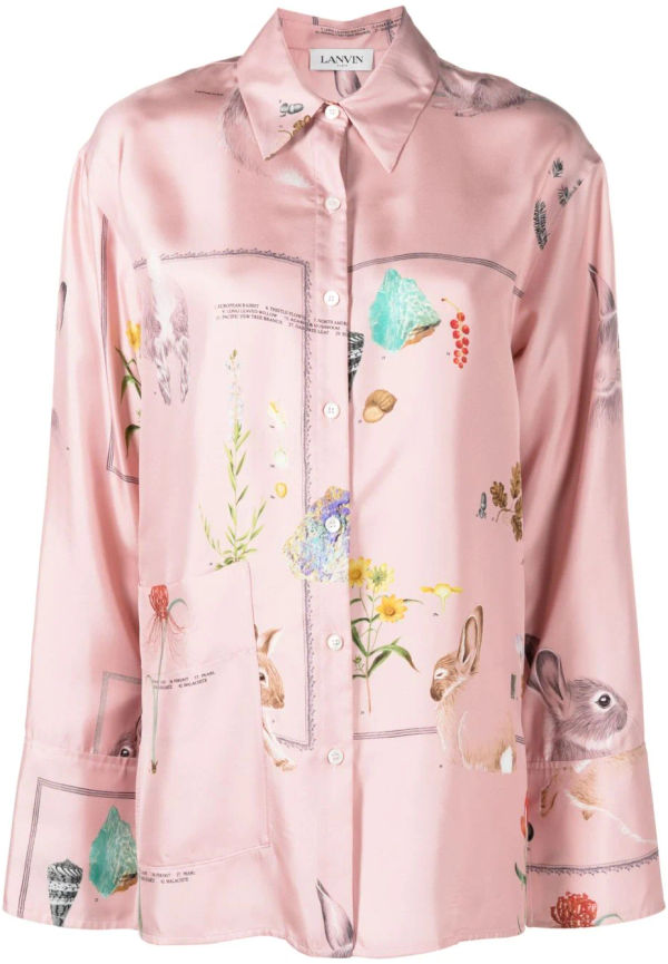 Lanvin nature-print silk shirt - Rosa