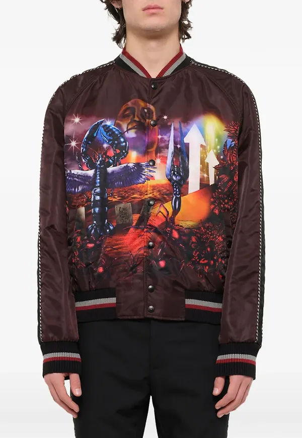 Lanvin Planet Scene bomberjacka med tryck - Röd