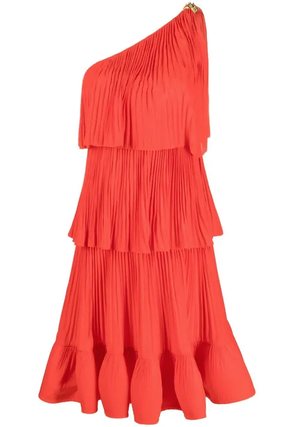 Lanvin pleated one-shoulder dress - Röd