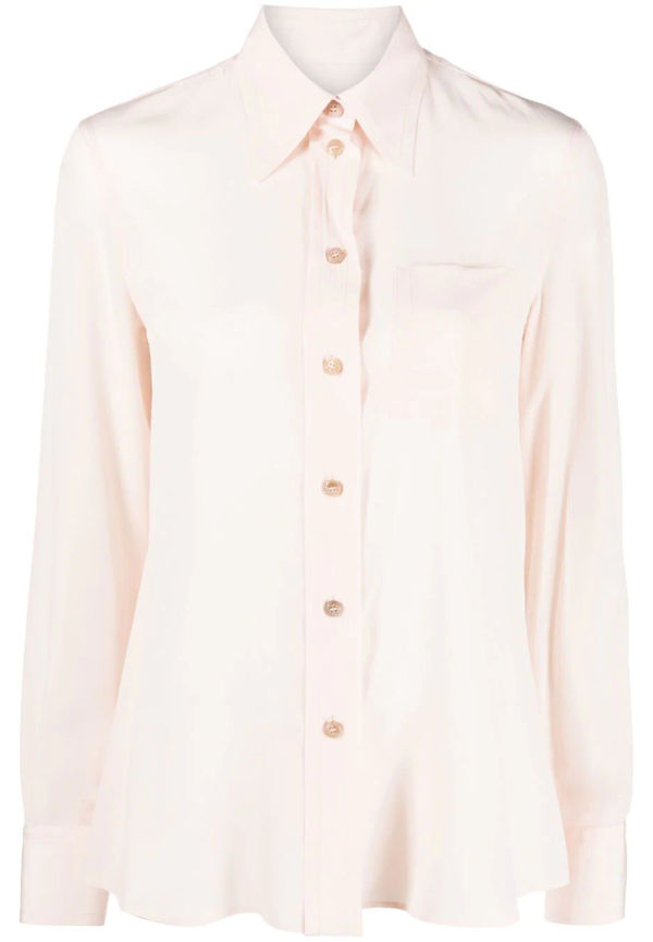 Lanvin point-collar cotton-silk shirt - Rosa