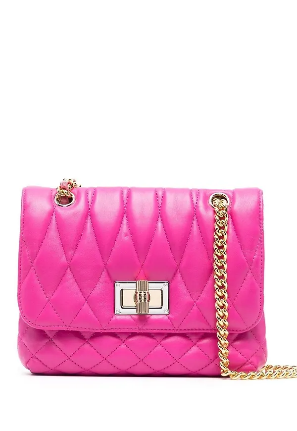 Lanvin quiltad axelväska i läder - Rosa
