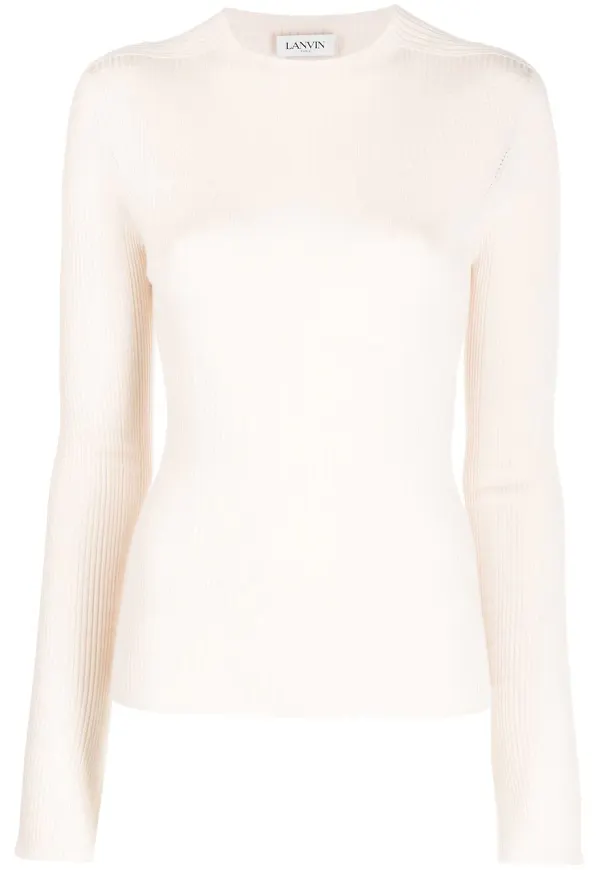 Lanvin ribbstickad tröja - Neutral