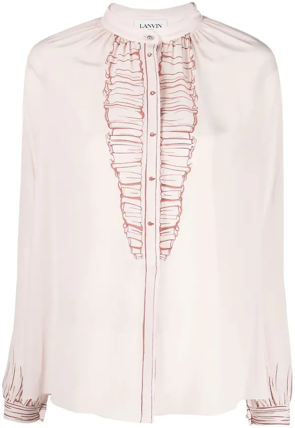 Lanvin sidenblus med grafiskt tryck - Rosa