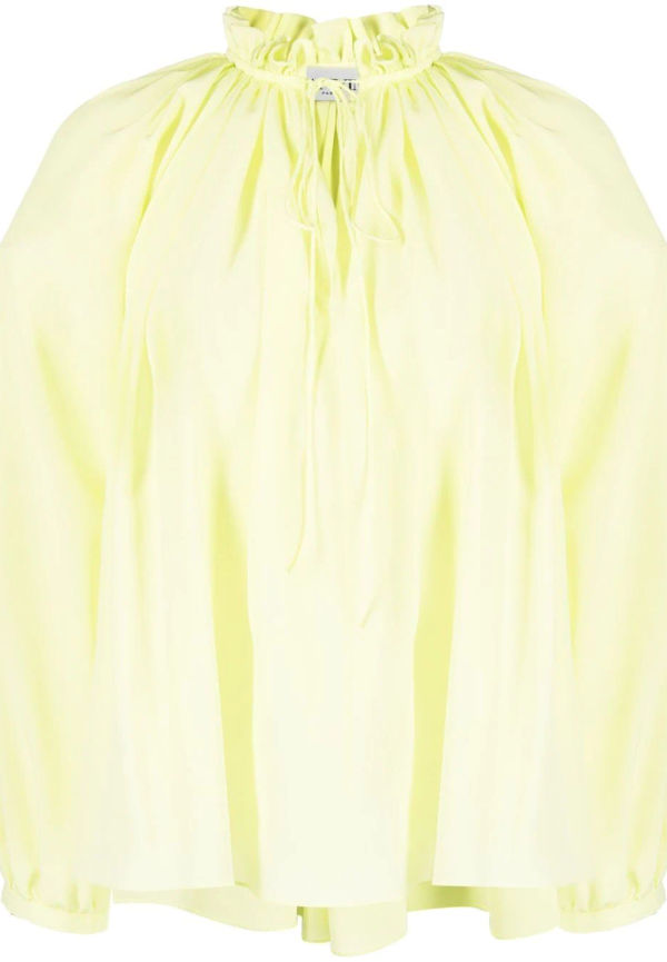 Lanvin sidenblus med plisserad ringning - Grön