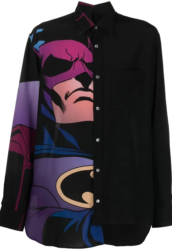 Lanvin sidenskjorta med Batman-tryck - Svart