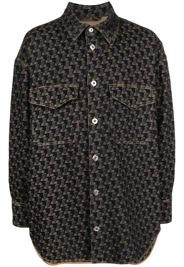 Lanvin skjortjacka i jacquard - Blå