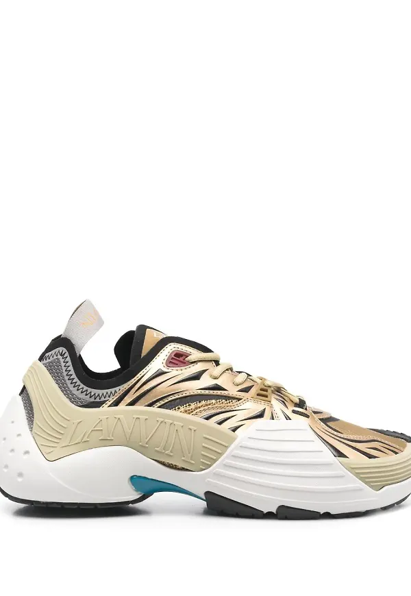 Lanvin sneakers med panel - Guldfärgad