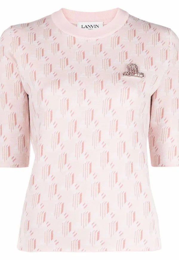 Lanvin stickad kortärmad topp - Rosa