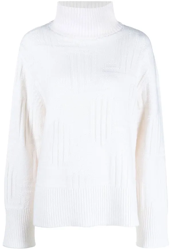 Lanvin stickad tröja med trattkrage - Vit