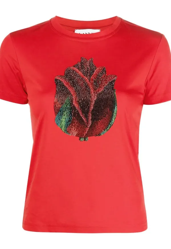 Lanvin t-shirt med strass - Röd