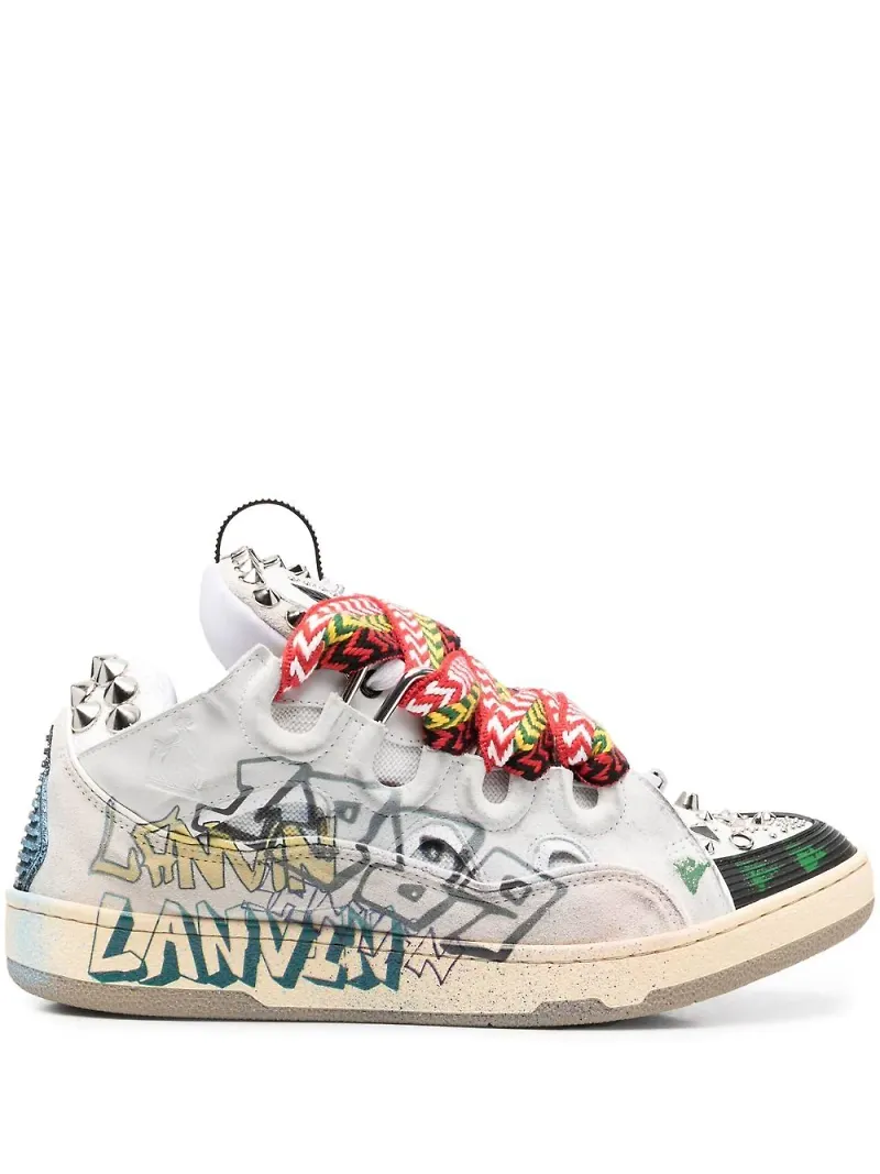 Lanvin träningsskor med graffititryck - Grå