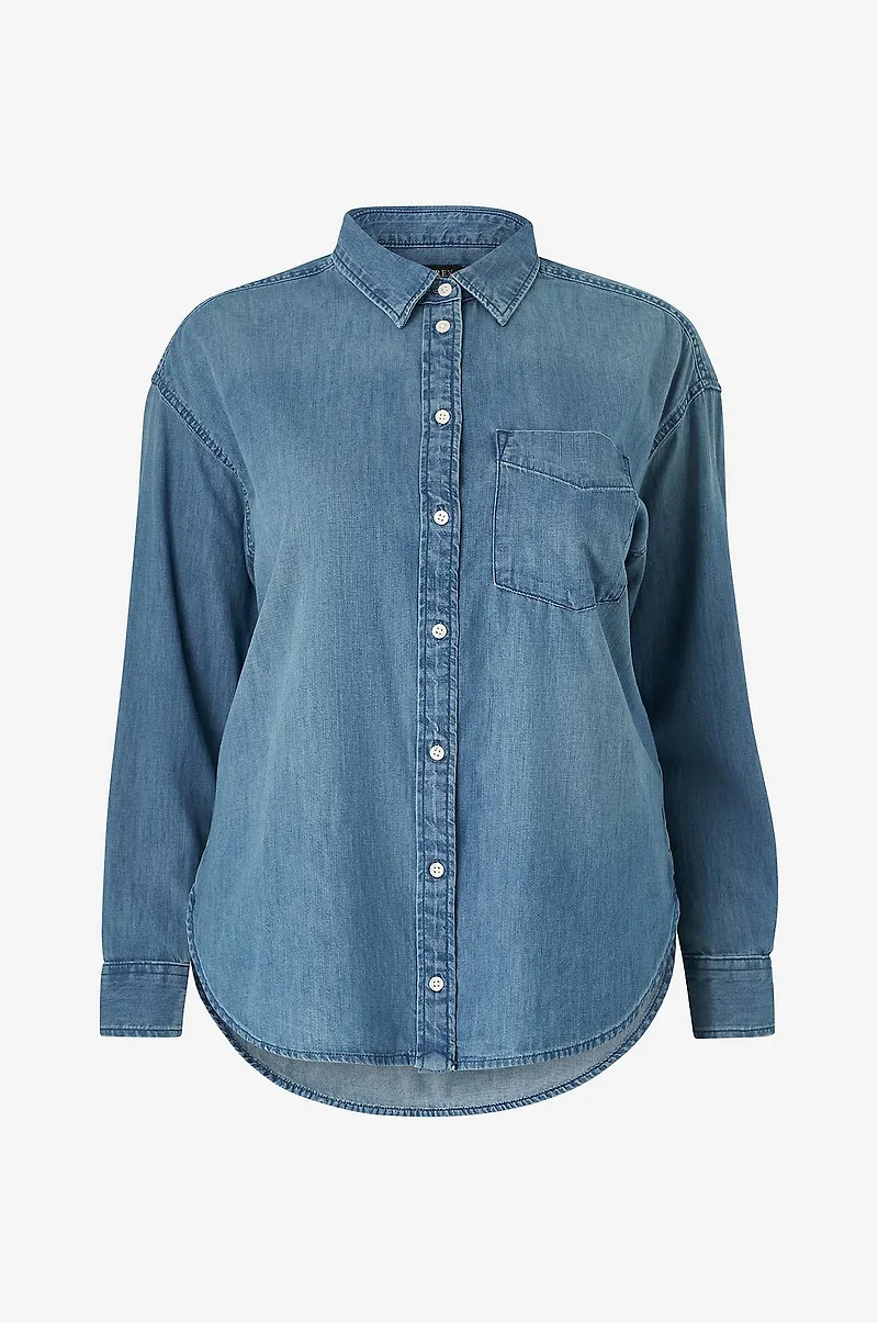 Lauren Ralph Lauren Curve - Skjorta Button Front Shirt - Blå