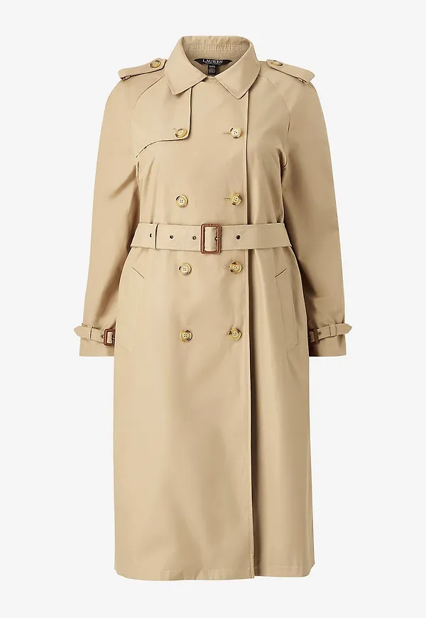 Lauren Ralph Lauren Curve - Trenchcoat Cotton Blend-bl DB W Ns44 - Beige