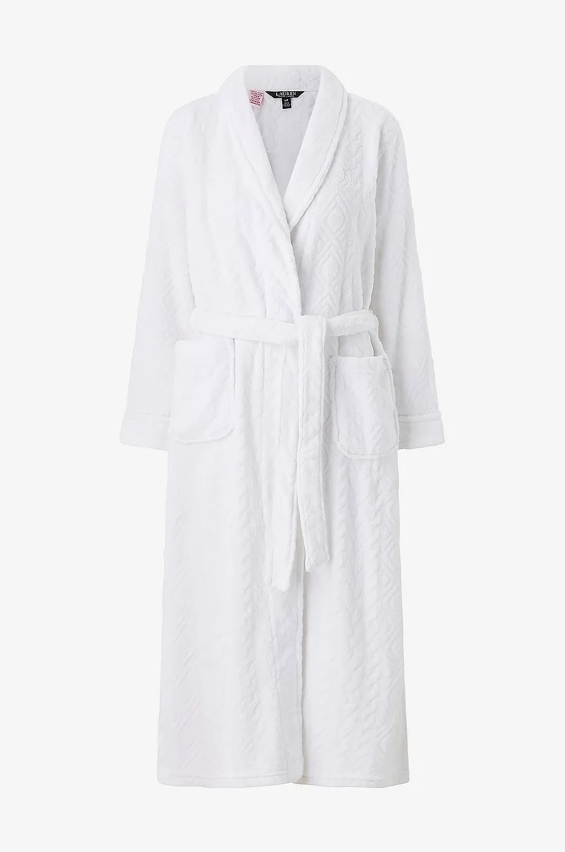 Lauren Ralph Lauren - Morgonrock LRL L/s shawl collar long robe - Vit