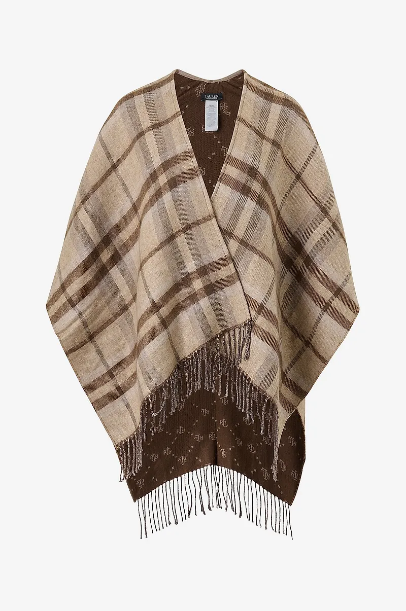 Lauren Ralph Lauren - Poncho Polyester Blend-Double Face Ruana - Beige