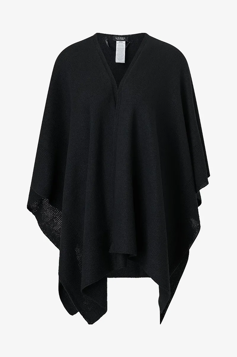 Lauren Ralph Lauren - Poncho Wool Blend-Txt Edg Runa-Pnc - Svart