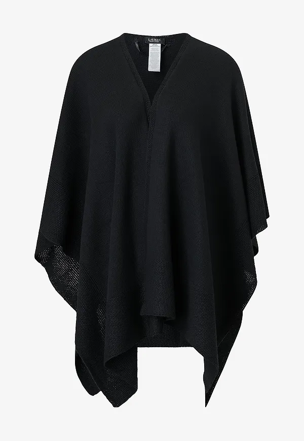 Lauren Ralph Lauren - Poncho Wool Blend-Txt Edg Runa-Pnc - Svart