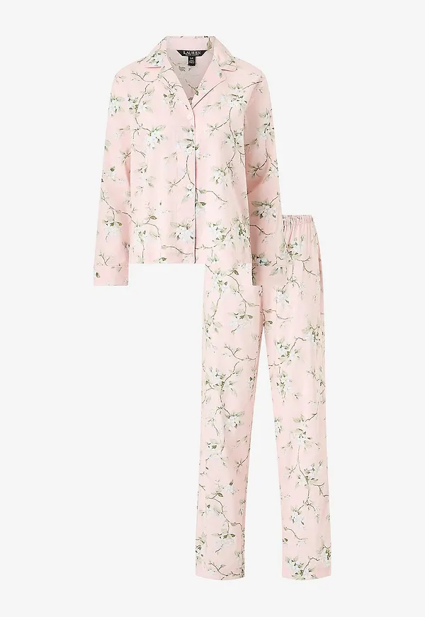 Lauren Ralph Lauren - Pyjamas Lrl L/S Notch Long Pant PJ Set - Rosa