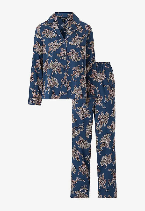 Lauren Ralph Lauren - Pyjamasset LRL L/s notch collar long pant pj set - Blå