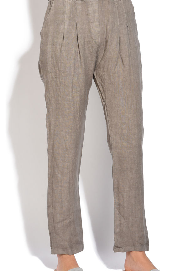 Le Jardin Du Lin Fluid Fitted Cut Pant With Pockets And Elastic Waistband, Byxor i storlek M och färg Brun
