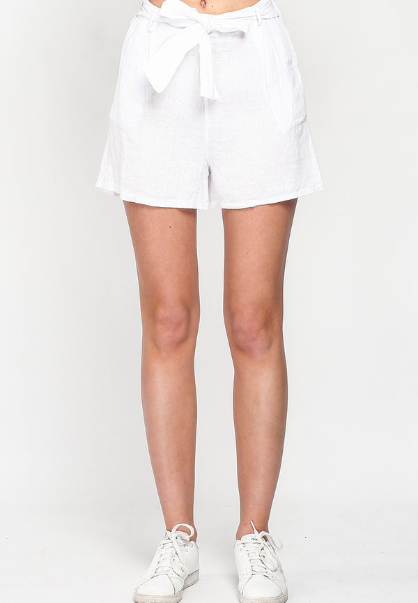 Le Jardin Du Lin Pure Linen Shorts With Belt i storlek XL och färg Vit