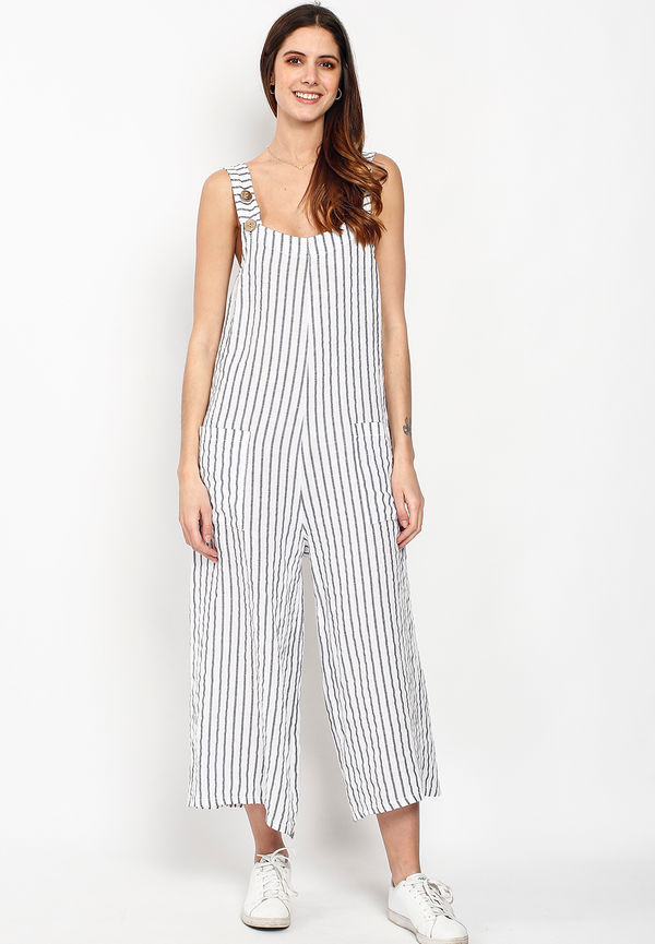 Le Jardin Du Lin Women's Striped Overalls, Jumpsuits i storlek M och färg Vit