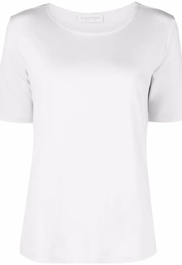 Le Tricot Perugia t-shirt med rundad hals - Grå