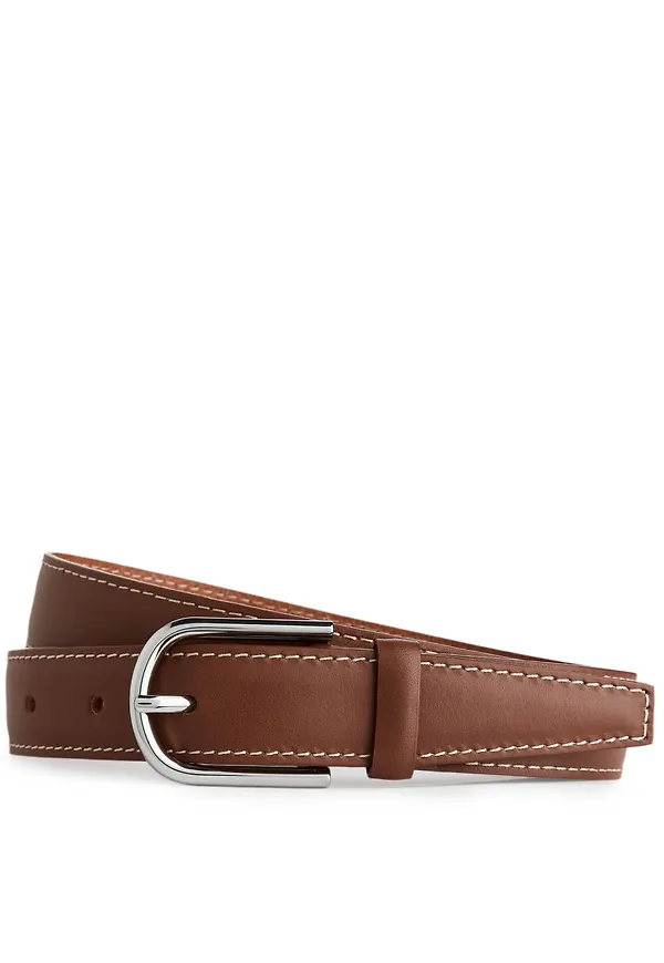 Leather Belt - Beige