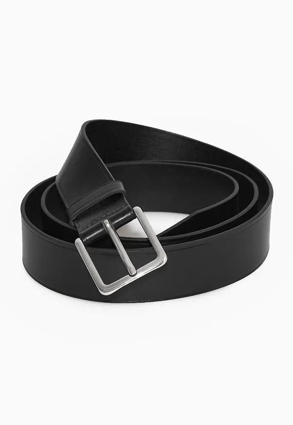 LEATHER BUCKLE-FASTENING BELT