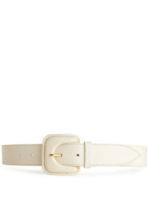 Leather Buckle Belt - Orange