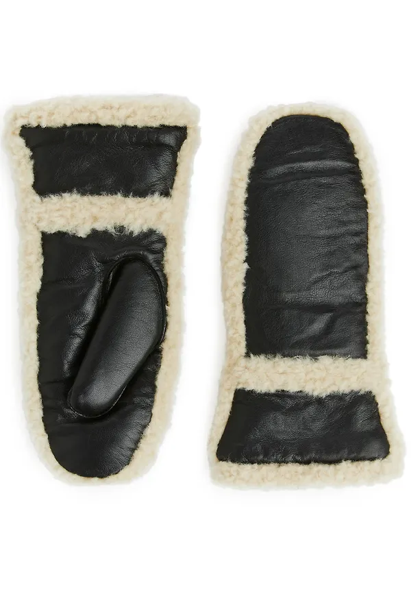 Leather Mittens - Black
