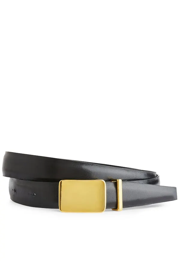Leather Plate Belt - Black