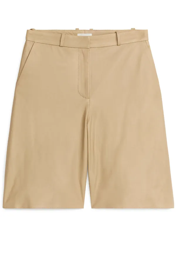 Leather Shorts - Beige