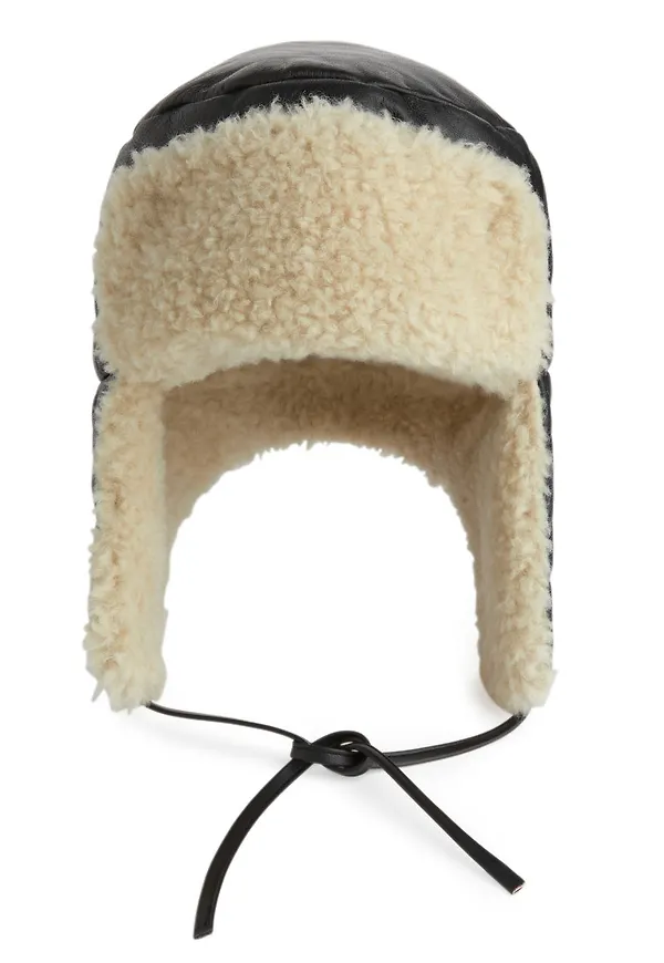 Leather Trapper Hat - Black