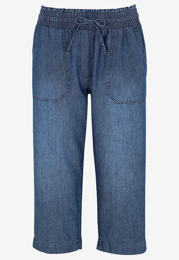 Ledig capribyxa i denim