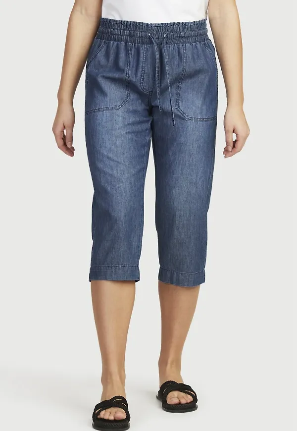 Ledig capribyxa i denim
