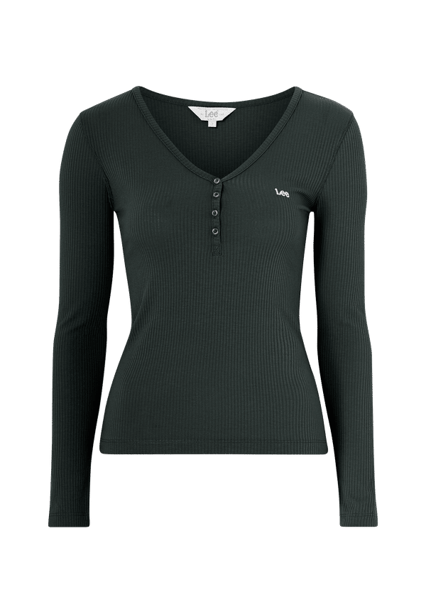 Lee - Topp Ribbed LS Henley - Grå