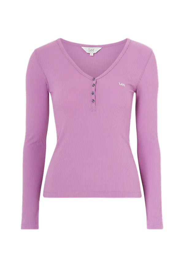 Lee - Topp Ribbed LS Henley - Lila