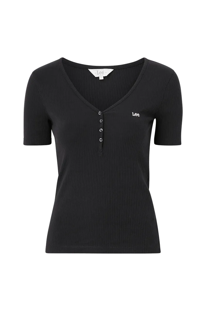 Lee - Topp SS Henley - Svart - 36